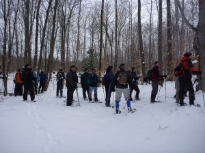Quite a few hearty souls showed up to snowshoe the 8 mile section of the Conservation Trail that meanders up and down 40+ ravines!
